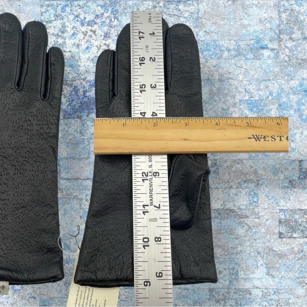 Isotoner ARIS Leathers Ladie's Dark Navy Leather Gloves Size 7 1/2 NWT - Picture 7 of 10
